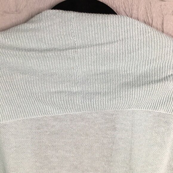 Theory Sweater Womens Large Blue Cardigan Open Front Waterfall Linen Lagenlook - Picture 12 of 15